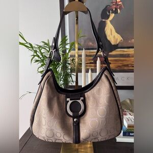 Salvatore Ferragamo Gancini canvas shoulder bag Vintage